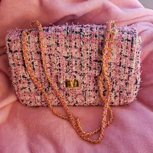 SOLD:  Pink and Gold Shoulder Bag with Chain Strap